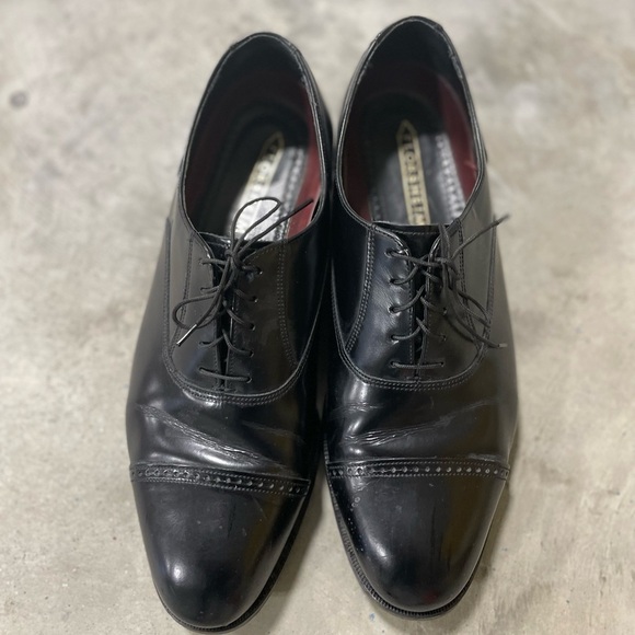 Florsheim mens black loafers Oxford shoes size 10.5 3E Comfy Classic Tie Wide